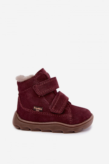 Botas de neve em camurça para crianças Barefoot Froddo G2110151-4 cor bordô 2