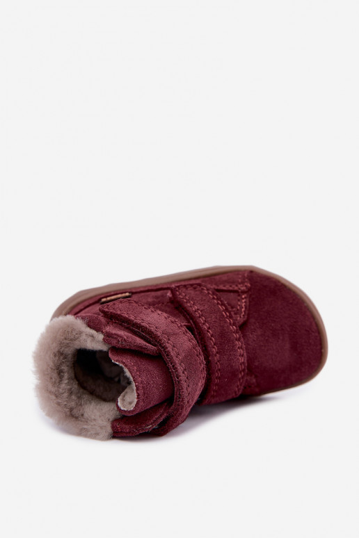 Botas de neve em camurça para crianças Barefoot Froddo G2110151-4 cor bordô