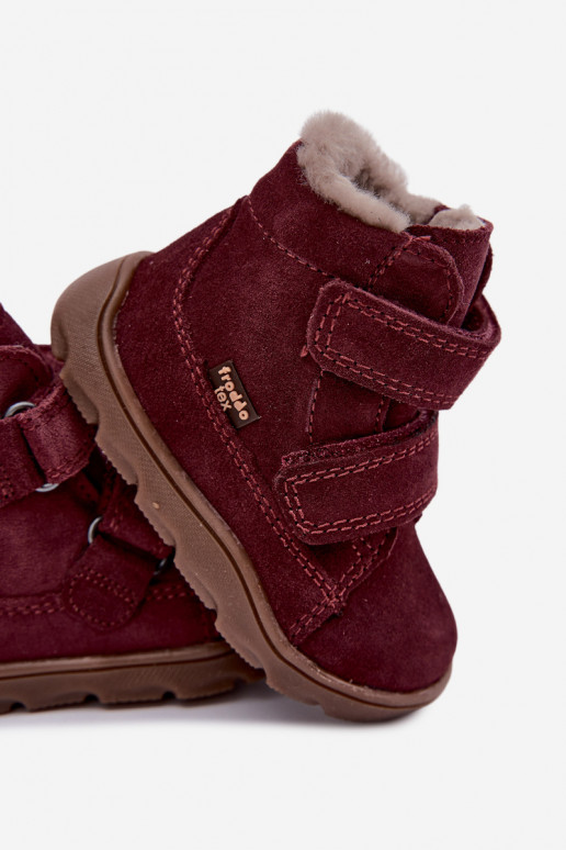 Botas de neve em camurça para crianças Barefoot Froddo G2110151-4 cor bordô