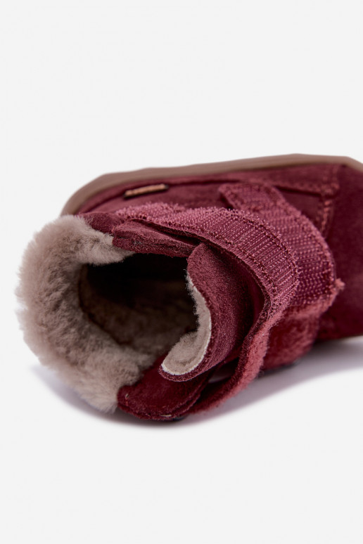 Botas de neve em camurça para crianças Barefoot Froddo G2110151-4 cor bordô