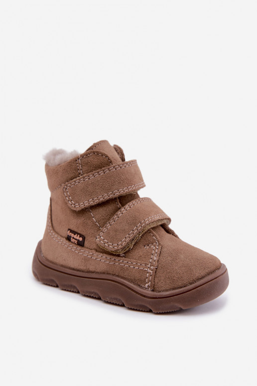 Botas de neve em camurça para crianças Barefoot Froddo G2110151-8 cor areia