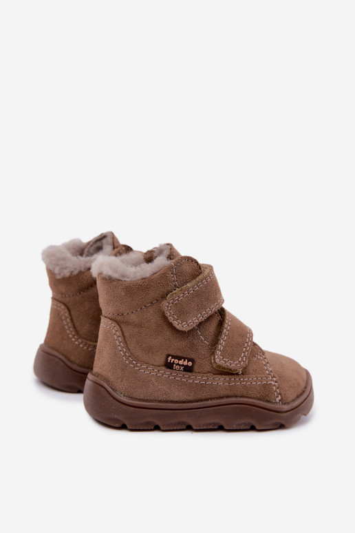Botas de neve em camurça para crianças Barefoot Froddo G2110151-8 cor areia