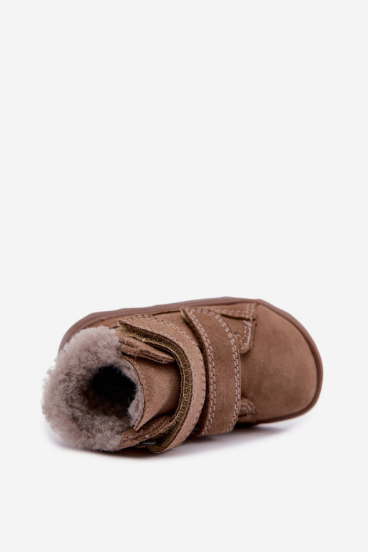 Botas de neve em camurça para crianças Barefoot Froddo G2110151-8 cor areia