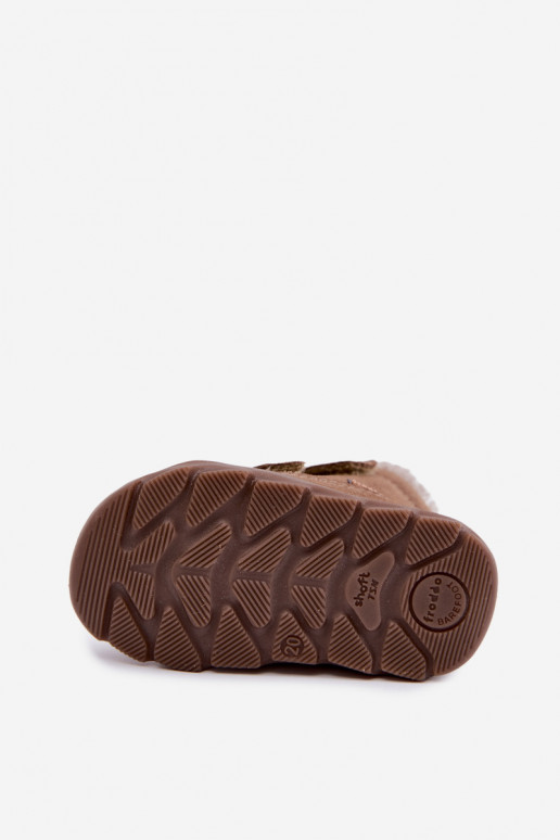 Botas de neve em camurça para crianças Barefoot Froddo G2110151-8 cor areia