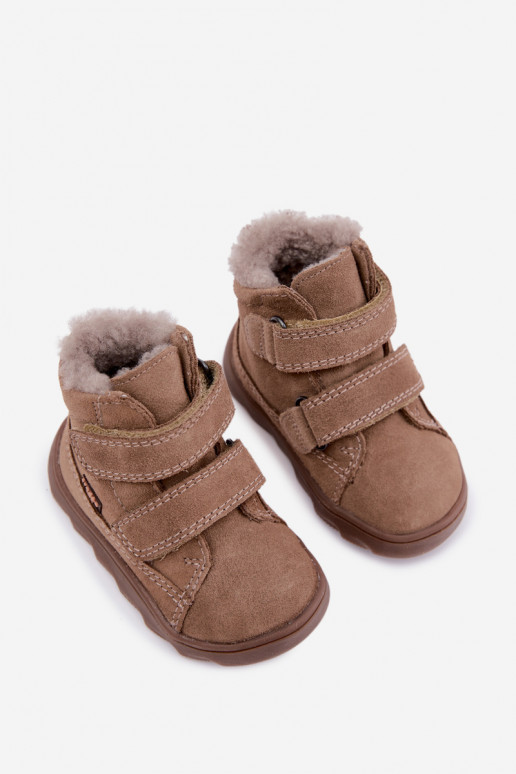 Botas de neve em camurça para crianças Barefoot Froddo G2110151-8 cor areia