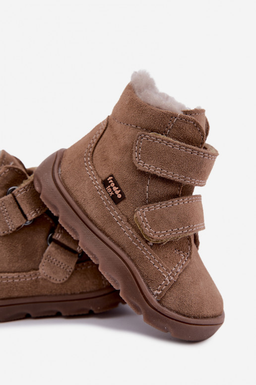 Botas de neve em camurça para crianças Barefoot Froddo G2110151-8 cor areia