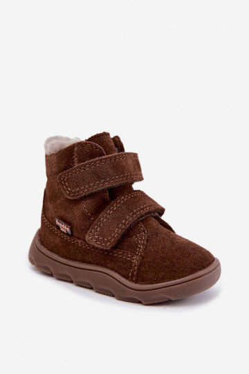 Botas de neve em camurça para crianças Barefoot Froddo G2110151-13 cor chocolate