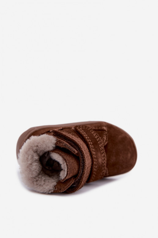 Botas de neve em camurça para crianças Barefoot Froddo G2110151-13 cor chocolate