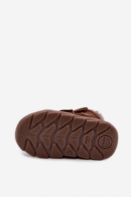 Botas de neve em camurça para crianças Barefoot Froddo G2110151-13 cor chocolate