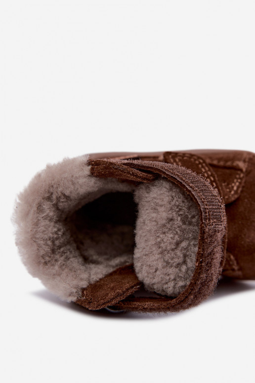 Botas de neve em camurça para crianças Barefoot Froddo G2110151-13 cor chocolate