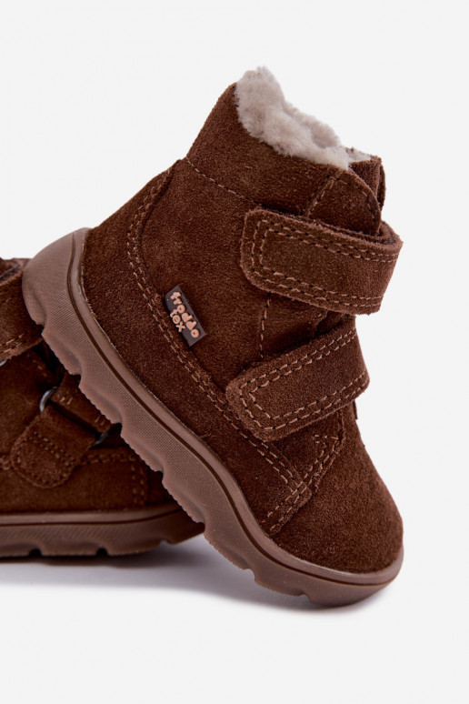 Botas de neve em camurça para crianças Barefoot Froddo G2110151-13 cor chocolate