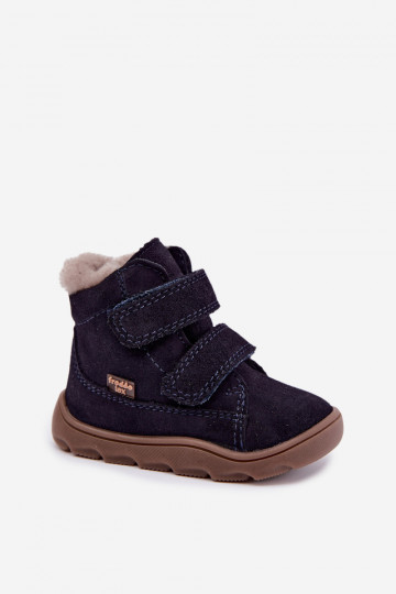 Botas de neve em camurça para crianças Barefoot Froddo G2110151 azul escuro