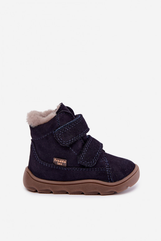 Botas de neve em camurça para crianças Barefoot Froddo G2110151 azul escuro