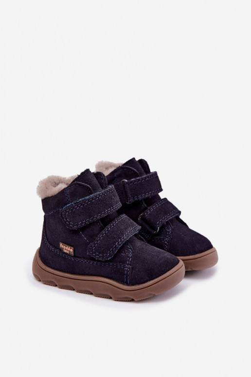Botas de neve em camurça para crianças Barefoot Froddo G2110151 azul escuro