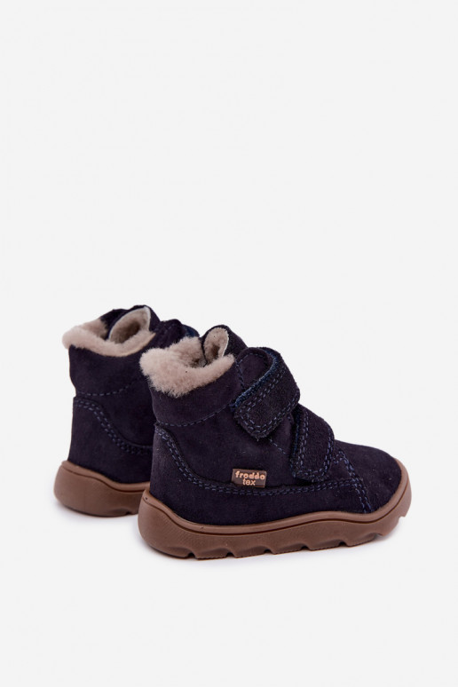Botas de neve em camurça para crianças Barefoot Froddo G2110151 azul escuro