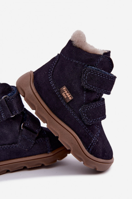 Botas de neve em camurça para crianças Barefoot Froddo G2110151 azul escuro