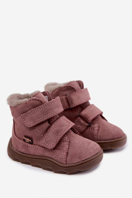 Botas de neve em camurça para crianças Barefoot Froddo G2110151 rosa