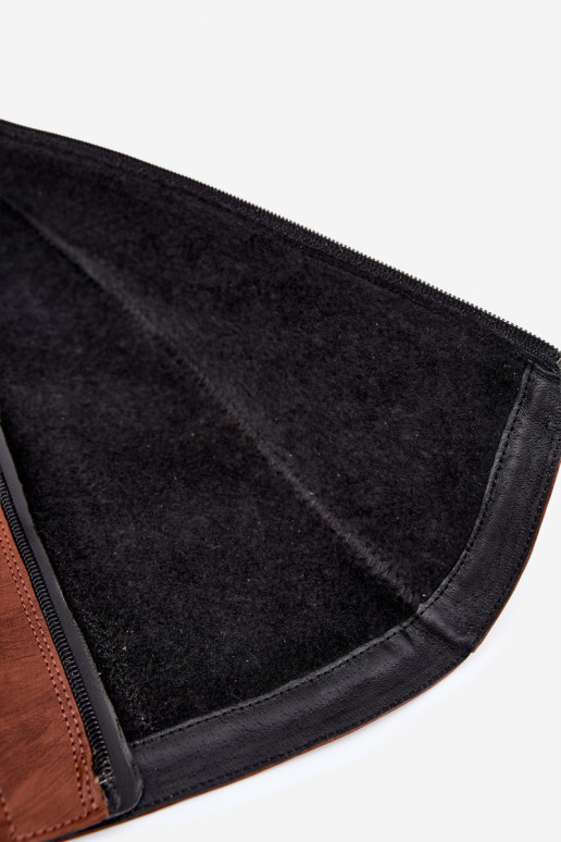 Botas femininas de couro até o joelho com saltos largos isoladas Zazoo 70163 marrom