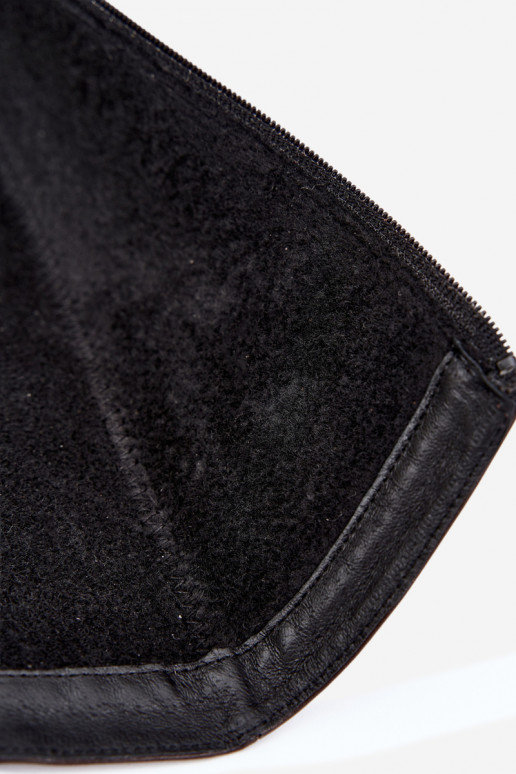 Botas femininas de couro até o joelho com saltos largos isoladas Zazoo 70163 chocolate