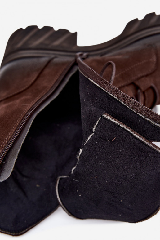 Botins de trabalho em couro para mulheres Zazoo 1850 chocolate