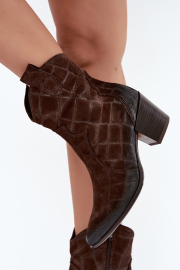 Botas em camurça estilo cowboy com relevo Zazoo 1988 chocolate