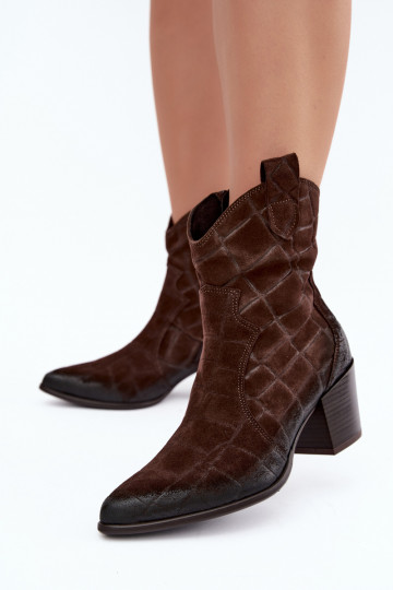 Botas em camurça estilo cowboy com relevo Zazoo 1988 chocolate 2