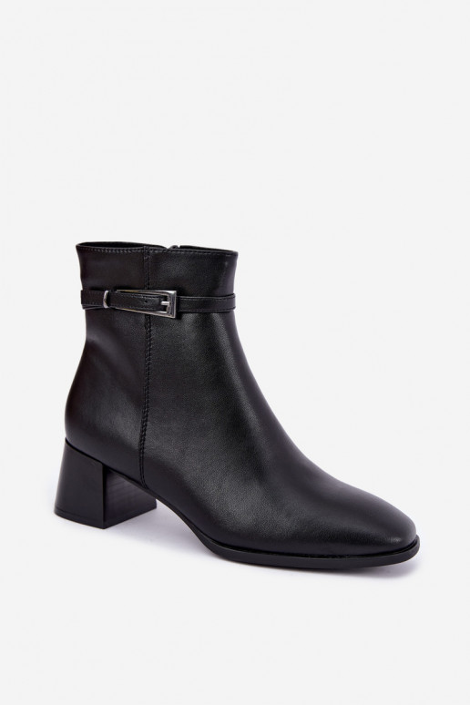 Botins isolados em couro para mulheres com fivelas Sergio Leone BT-34 pretos