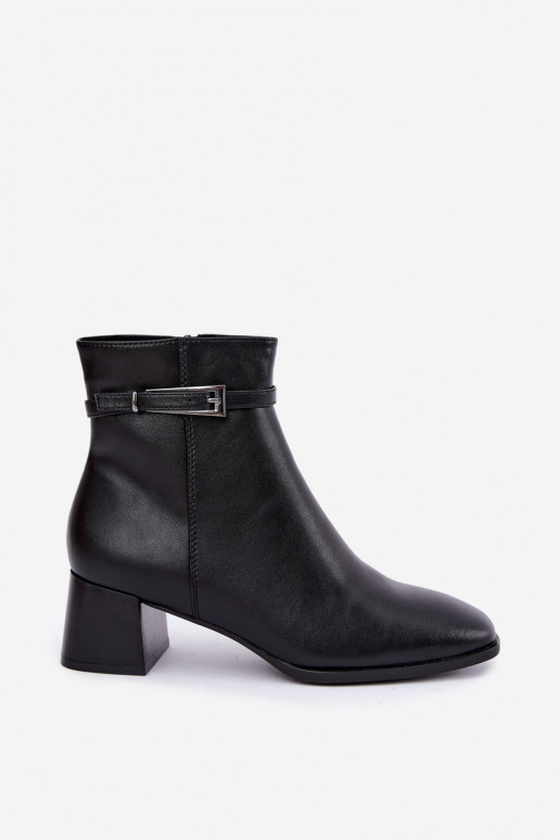Botins isolados em couro para mulheres com fivelas Sergio Leone BT-34 pretos