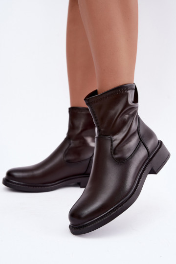 Botins isolados em couro com salto largo Sergio Leone BT-62 chocolate