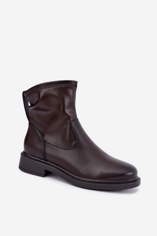 Botins isolados em couro com salto largo Sergio Leone BT-62 chocolate