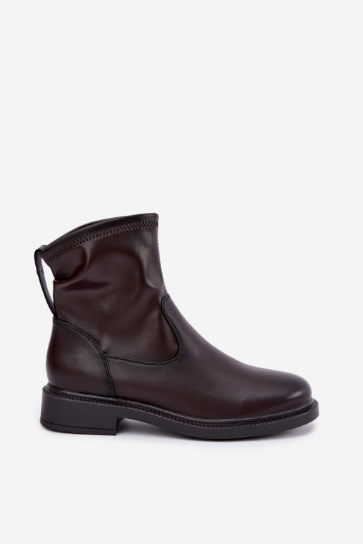 Botins isolados em couro com salto largo Sergio Leone BT-62 chocolate