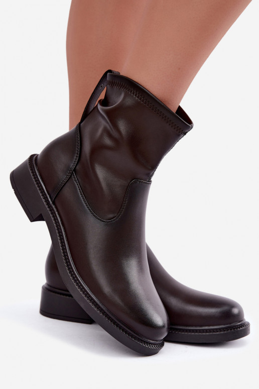 Botins isolados em couro com salto largo Sergio Leone BT-62 chocolate