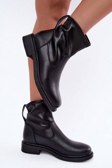 Botins isolados em couro sintético com saltos largos Sergio Leone BT-62 preto