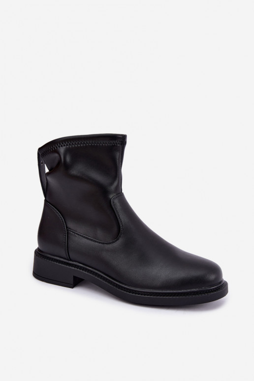 Botins isolados em couro sintético com saltos largos Sergio Leone BT-62 preto