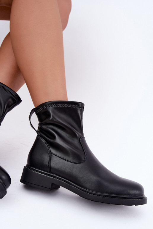 Botins isolados em couro sintético com saltos largos Sergio Leone BT-62 preto