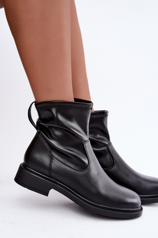 Botins isolados em couro sintético com saltos largos Sergio Leone BT-62 preto