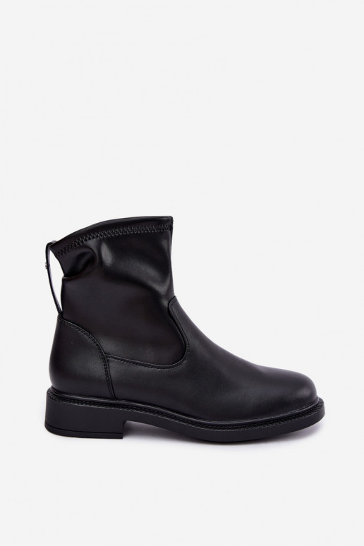 Botins isolados em couro sintético com saltos largos Sergio Leone BT-62 preto