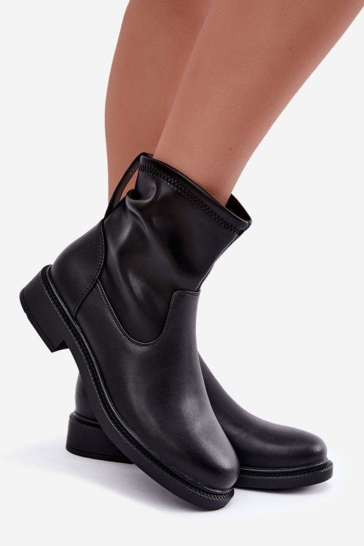 Botins isolados em couro sintético com saltos largos Sergio Leone BT-62 preto
