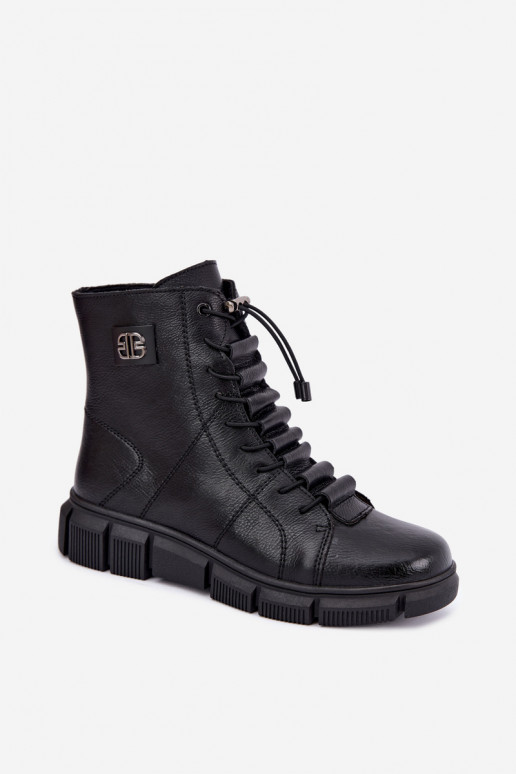 Botins isolados femininos em couro sintético cor preta Savelia