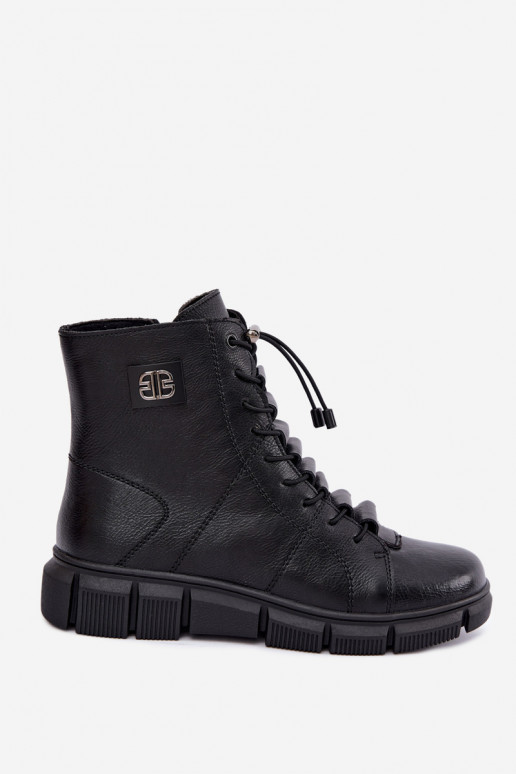 Botins isolados femininos em couro sintético cor preta Savelia