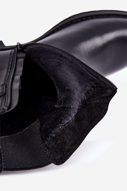Botins isolados femininos em couro sintético com fivelas Sergio Leone BT-43 preto