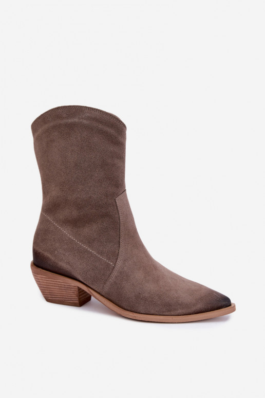 Botas isoladas de camurça sintética estilo cowboy Zazoo 4311 na cor areia