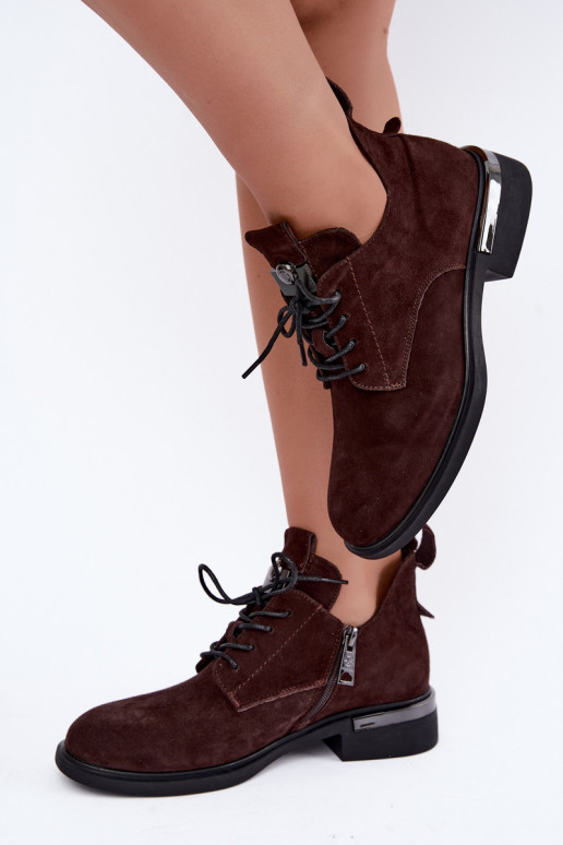 Botins de camurça sintética Vinceza 89151 na cor chocolate