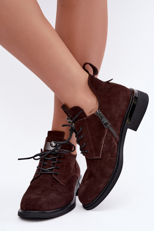 Botins de camurça sintética Vinceza 89151 na cor chocolate