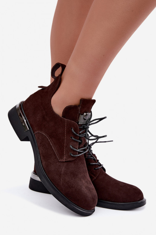 Botins de camurça sintética Vinceza 89151 na cor chocolate