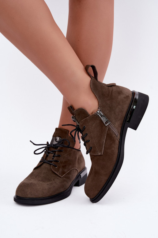 Botins de camurça sintética Vinceza 89151 na cor caqui