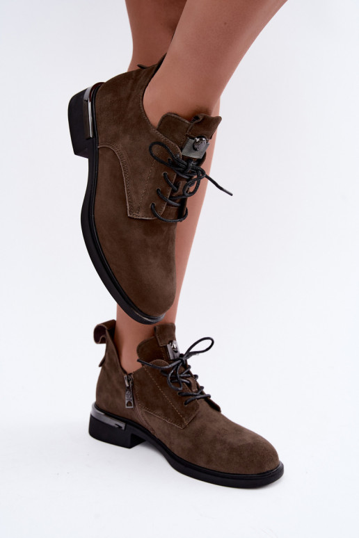 Botins de camurça sintética Vinceza 89151 na cor caqui