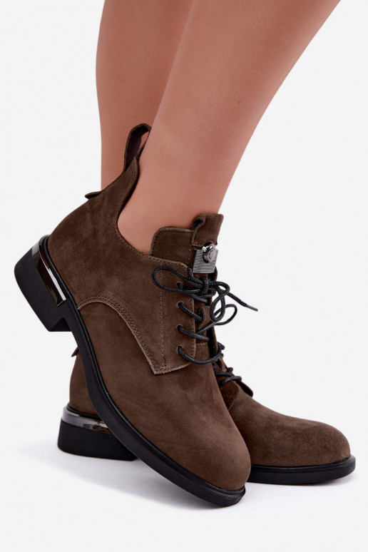 Botins de camurça sintética Vinceza 89151 na cor caqui