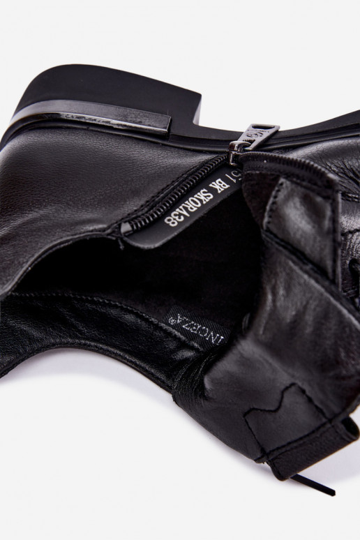 Botins de couro Vinceza 89151 na cor preta