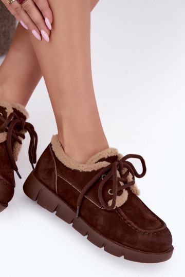 Botas baixas de camurça sintética para a neve Vinceza 67022 na cor chocolate